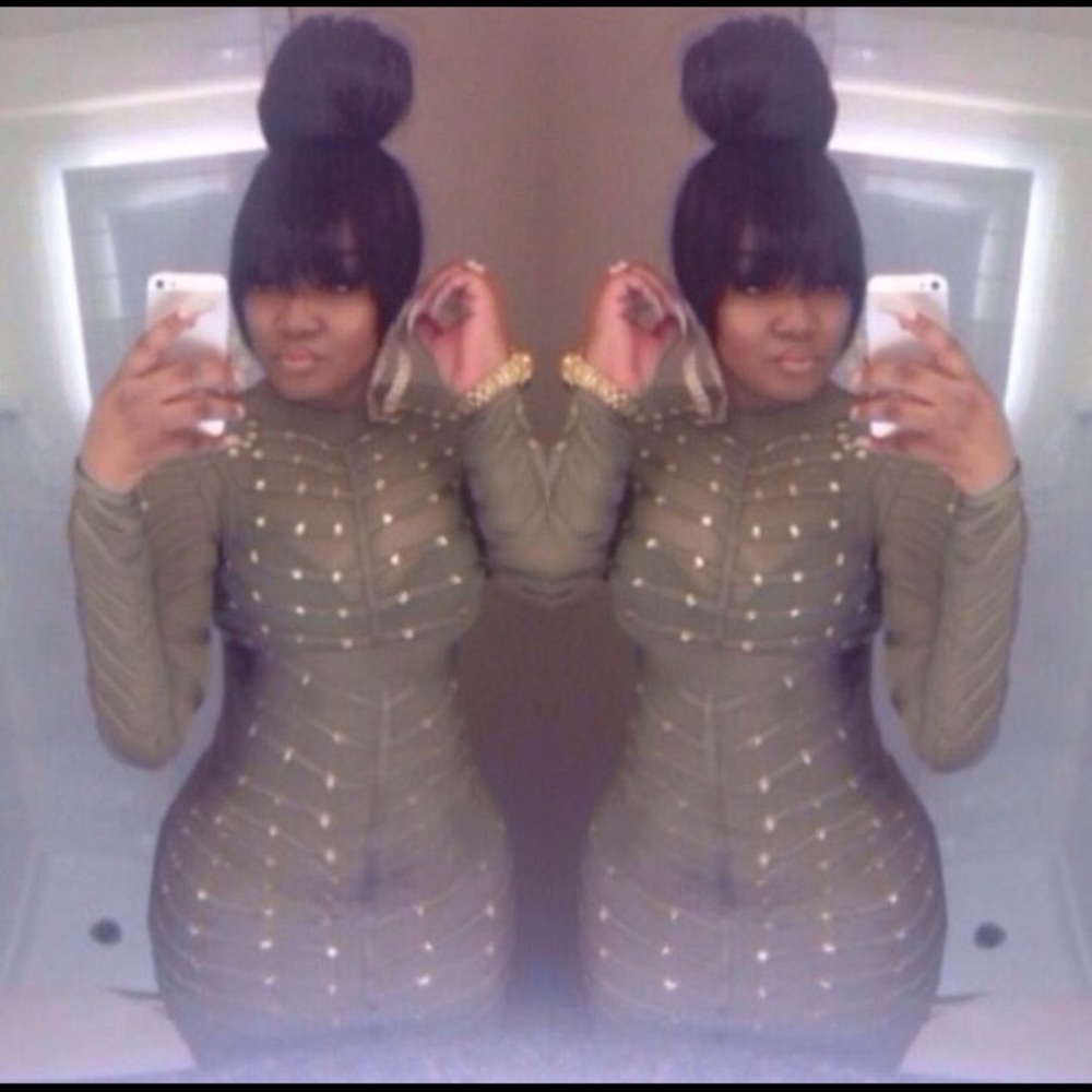 Army Green/Khaki Studded Bandage Dress!
