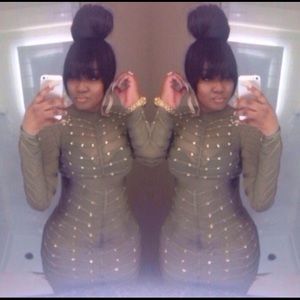 Army Green/Khaki Studded Bandage Dress!