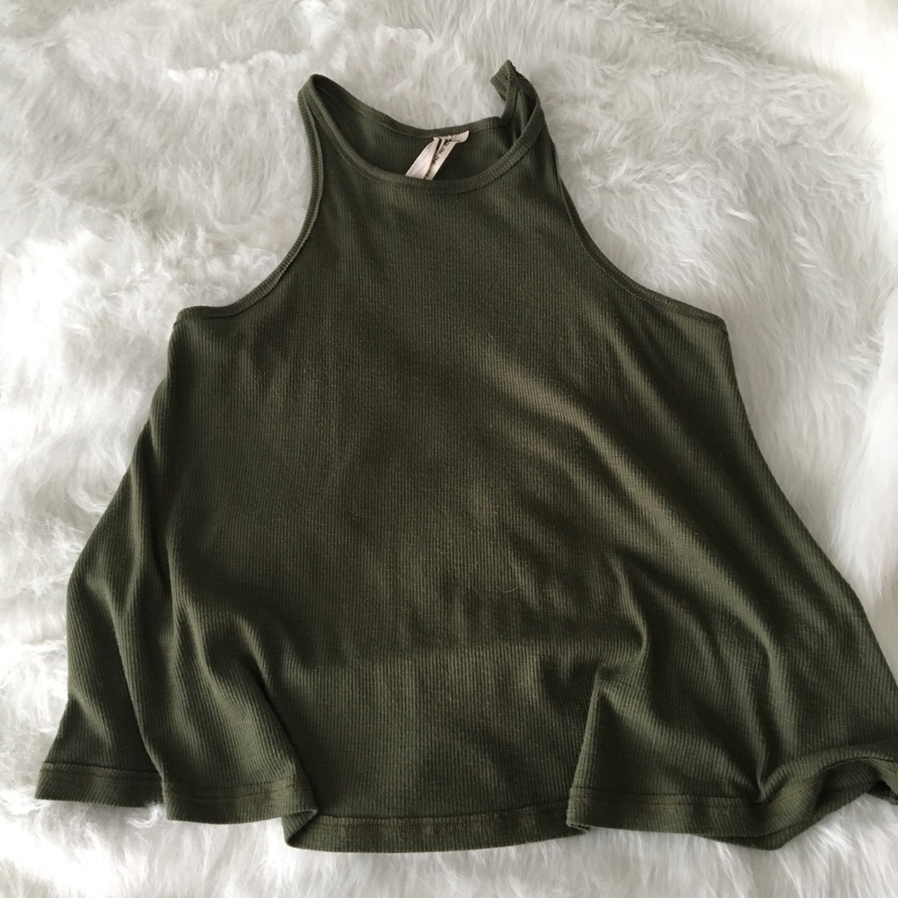 Olive green free people tank top