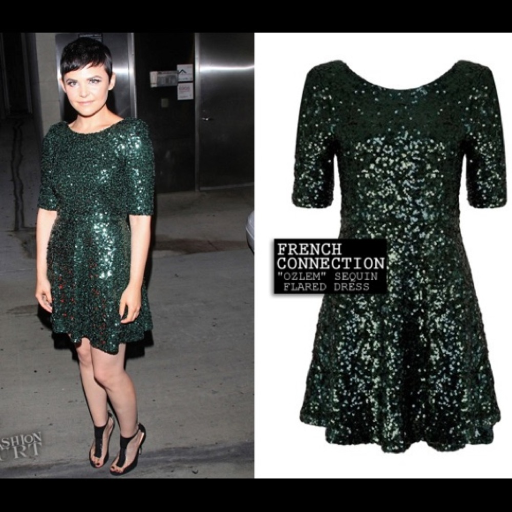 Jade green French Connection Sequin dress 6