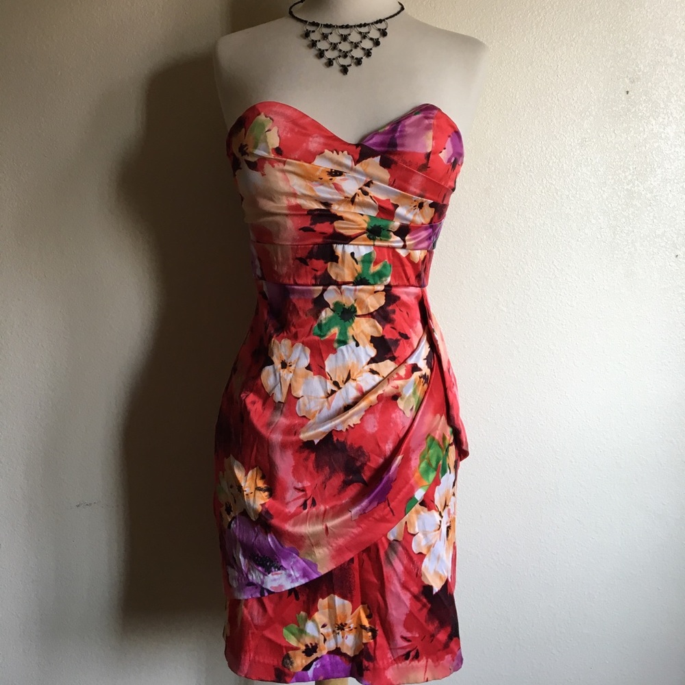 Strapless floral dress