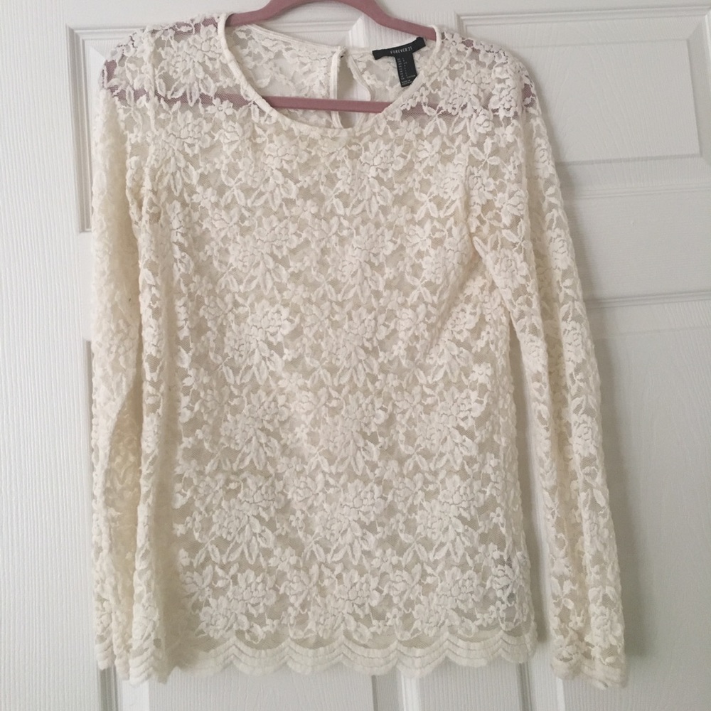 Chiffon white flower patterned shirt