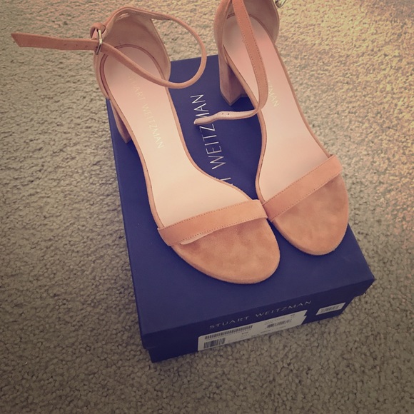 Stuart Weitzman Nearly Nude Suade Strappy Heels