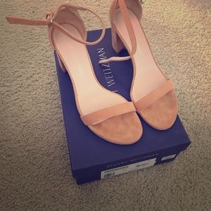 Stuart Weitzman Nearly Nude Suade Strappy Heels