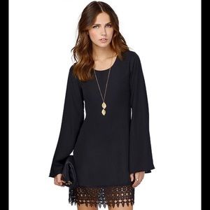 Black long sleeve mini dress