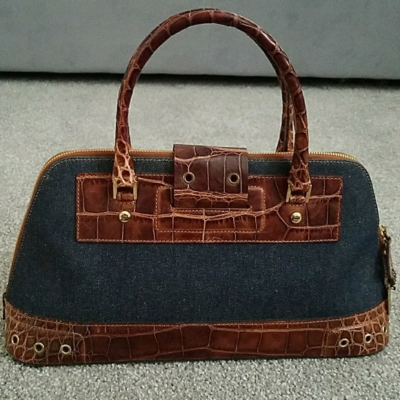 Auth Christian DIOR Denim and Real Crocodile Bag - Picture 2 of 8