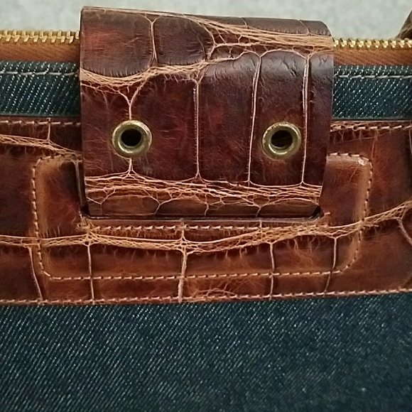 Auth Christian DIOR Denim and Real Crocodile Bag - Picture 5 of 8