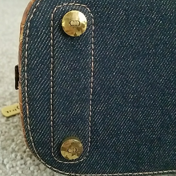 Auth Christian DIOR Denim and Real Crocodile Bag - Picture 6 of 8