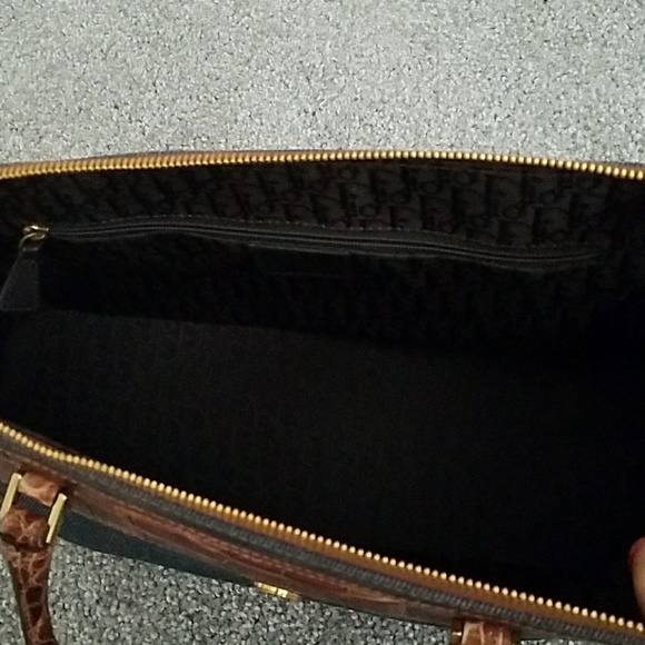 Auth Christian DIOR Denim and Real Crocodile Bag - Picture 7 of 8