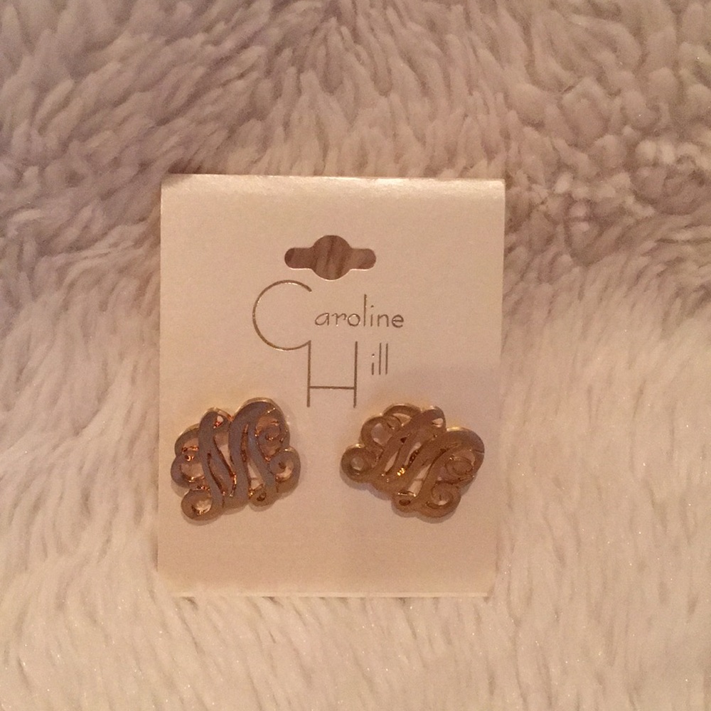 M initial Earrings