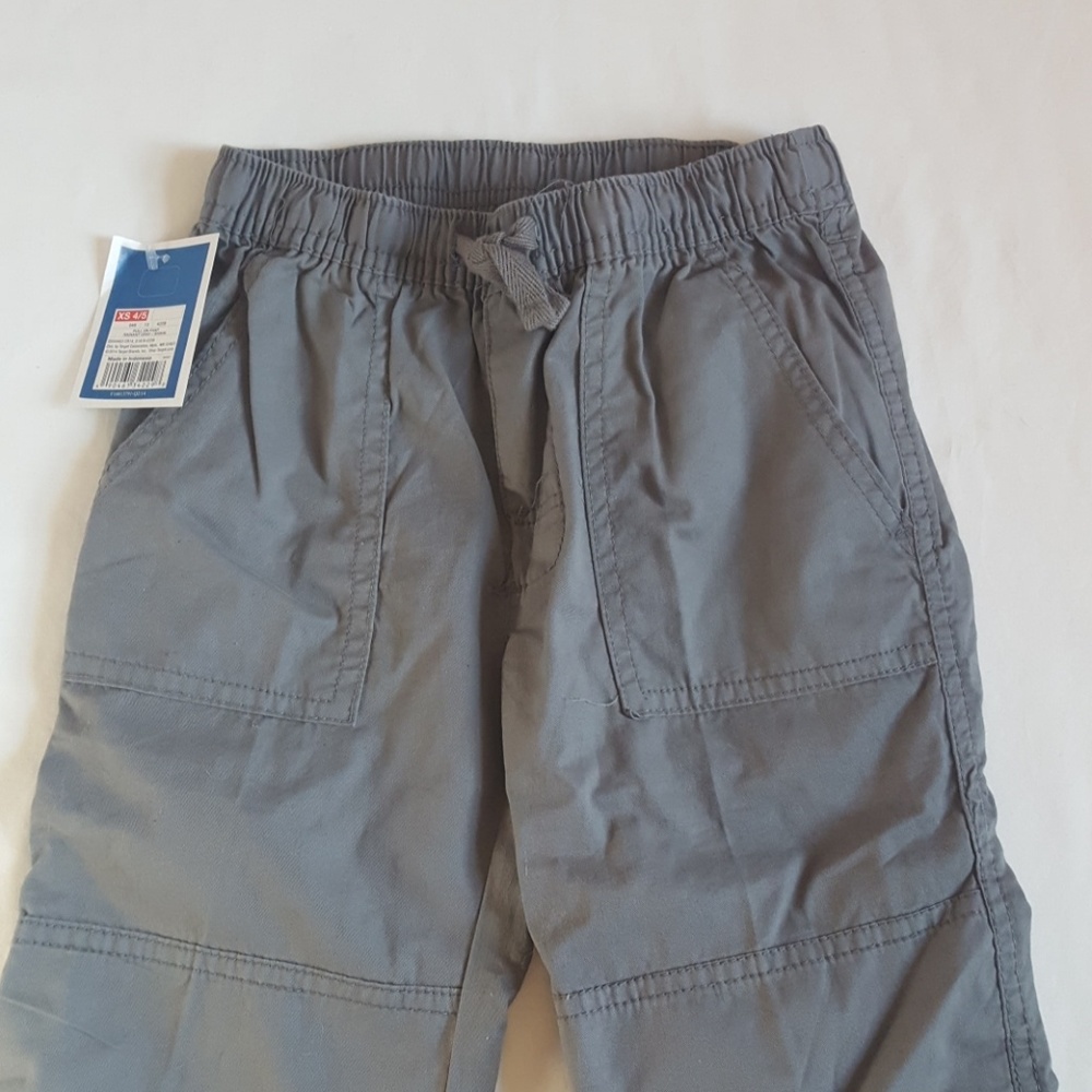 Boys Gray Twill Pull-on Pants
