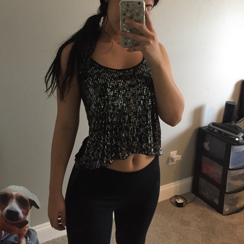 High low Sequin Crop top🖤