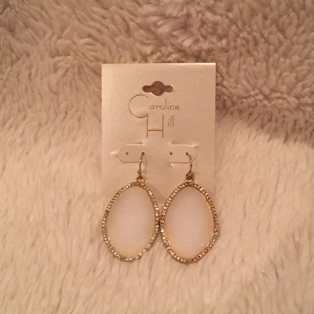 White Stone Drop Earrings