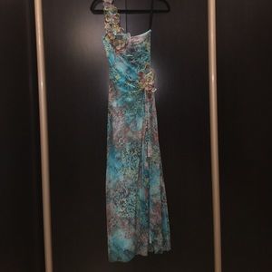 Turquoise blue long formal dress