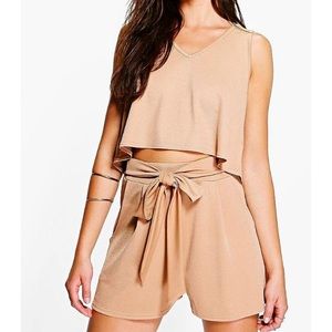 Boohoo two piece tan outfit