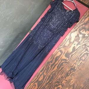 Adrianna Papell beaded Bridesmaid/Prom Dress- Navy