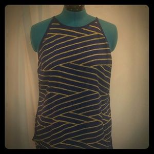 *2/$5 SALE!* Navy Blue with Yellow Stripes Dress Tank - Size XL