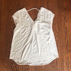 Cute White V-neck Blouse.