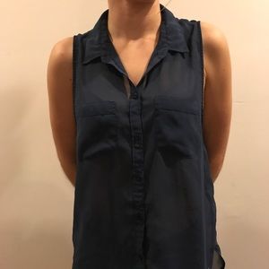 Blue sheer collared shirt
