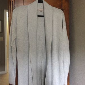 Long light gray cardigan sweater