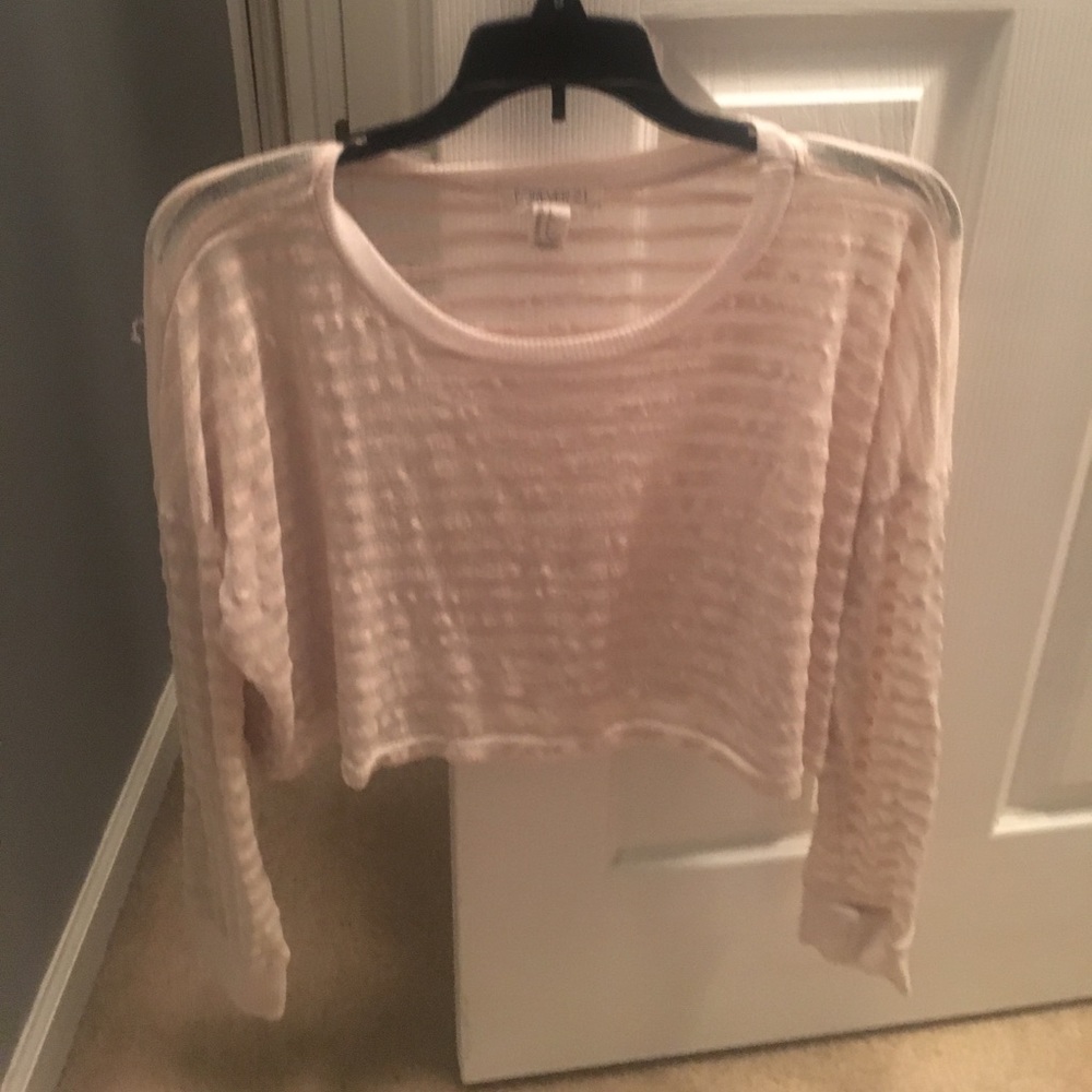 Beige Striped Crop Top