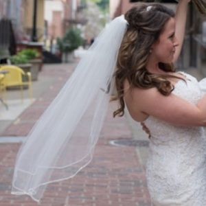 WEDDING VEIL -- Simple yet Beautiful Ivory Beaded
