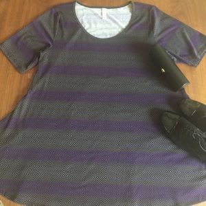 LuLaRoe Large Perfect Tee Purple and Gold
