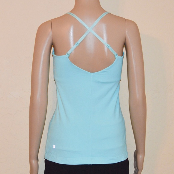 LULULEMON Blue Mesh Trim Convertible Strap Athletic Yoga Tank Size 8 - Picture 5 of 6