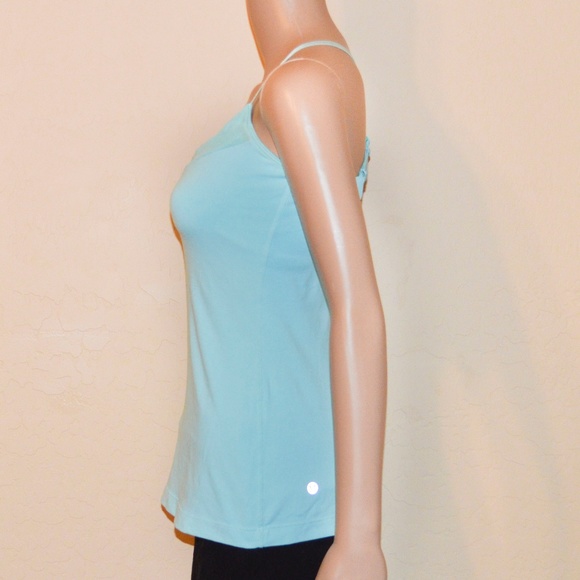 LULULEMON Blue Mesh Trim Convertible Strap Athletic Yoga Tank Size 8 - Picture 3 of 6