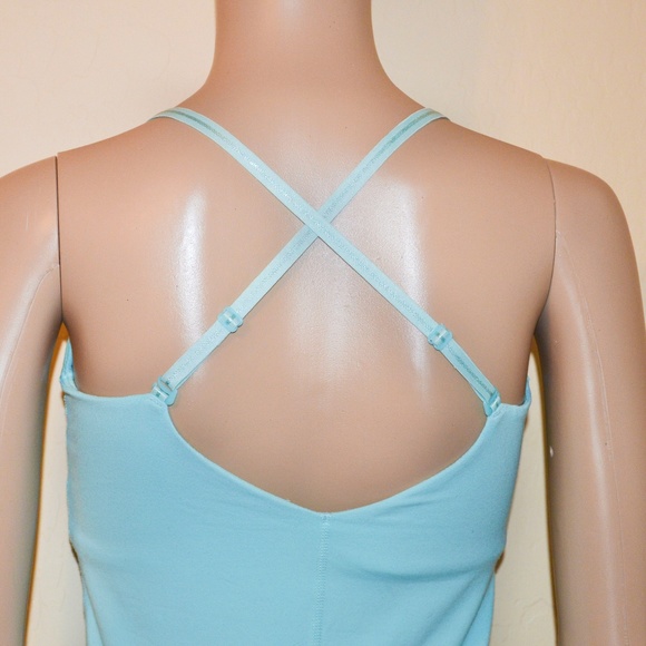 LULULEMON Blue Mesh Trim Convertible Strap Athletic Yoga Tank Size 8 - Picture 6 of 6