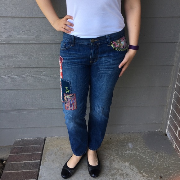 cabi patchwork jeans