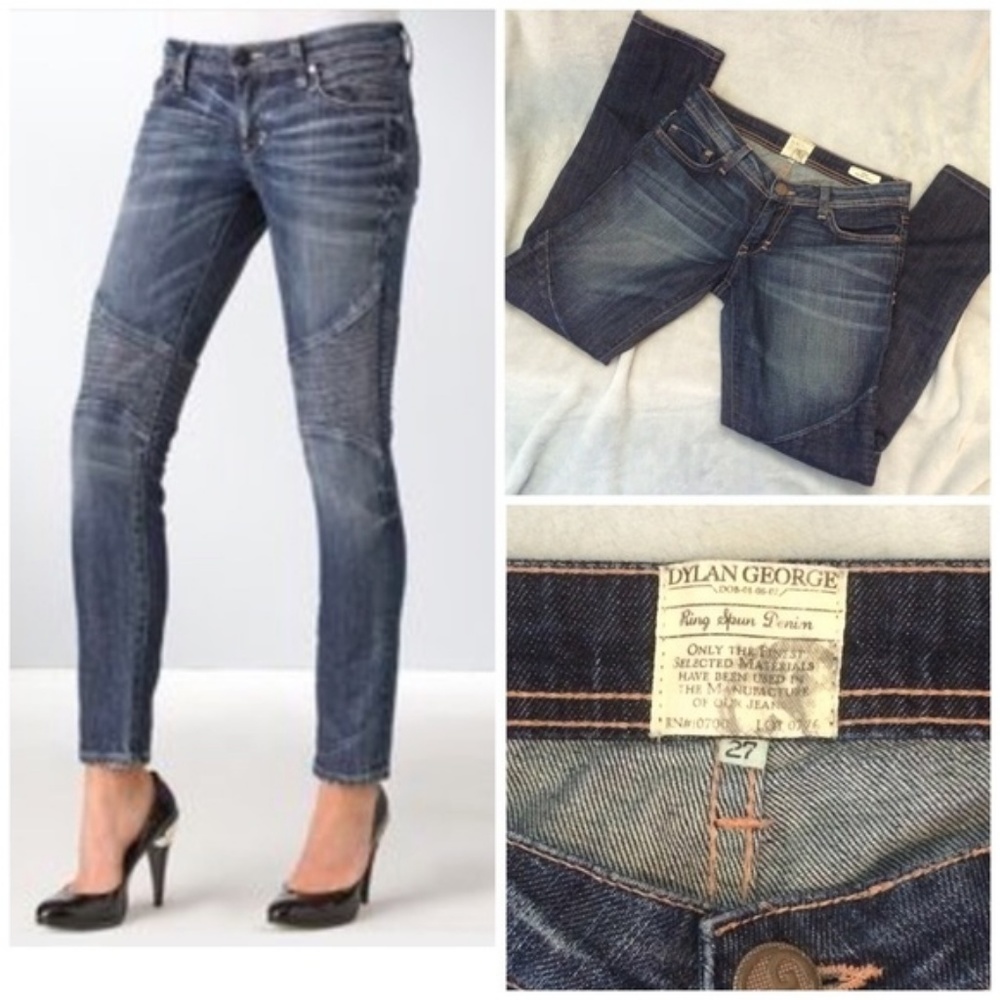 Dylan George "Cara" Medium Wash Moto Skinny Jeans