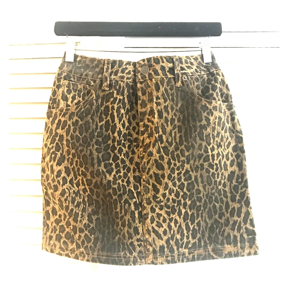 A.Y Not Dead Leopard Denim Mini Skirt
