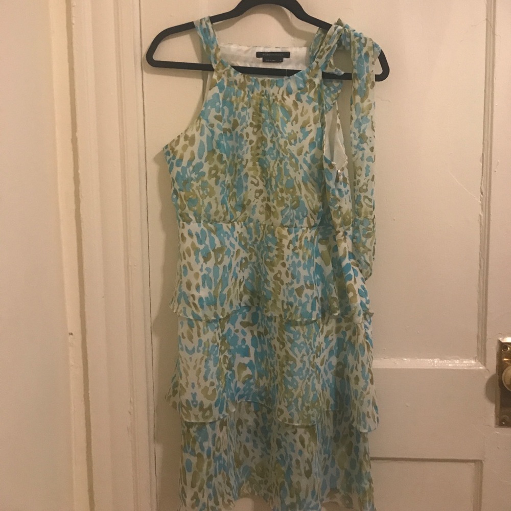 BCBG Maxazria pastel leopard print tiered dress