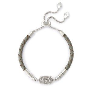 Kendra Scott Cruz Leather Bracelet- Platinum Drusy