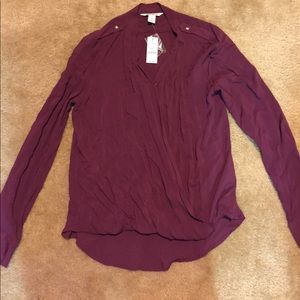 White House black market open front blouse (plum)