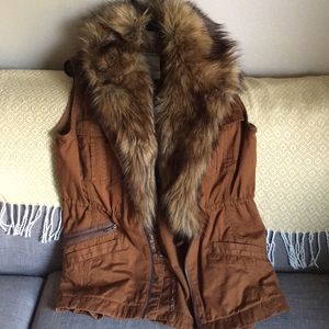 Anthropologie vest with faux fur trim