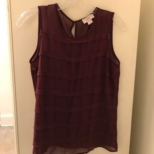 Loft Maroon Work Top Sheer Tank XS