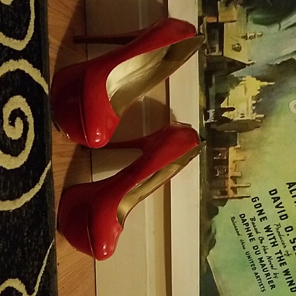 Bright Red Black and Gold High Heels