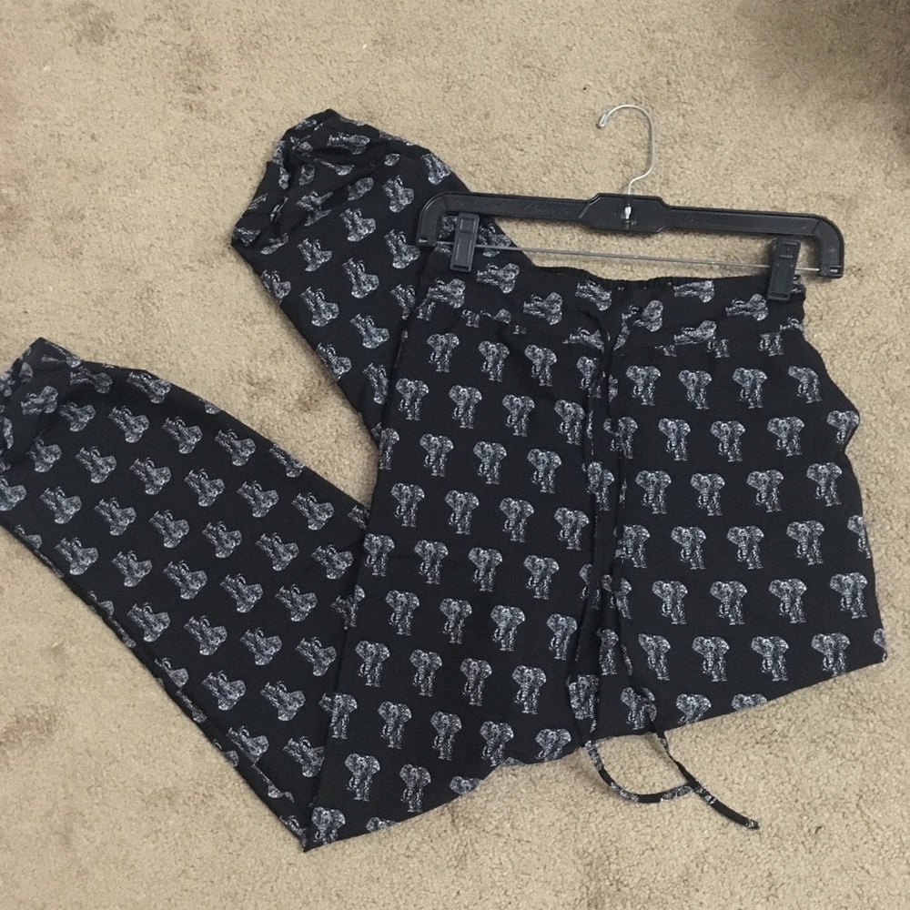 Elephant print parachute pants