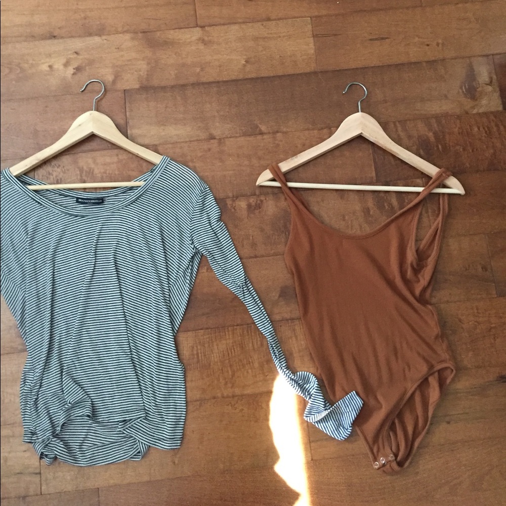 Bw brandy shirt and yellow orange body suit