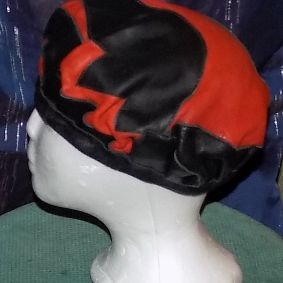 Leather-Hat in red and black main image 4