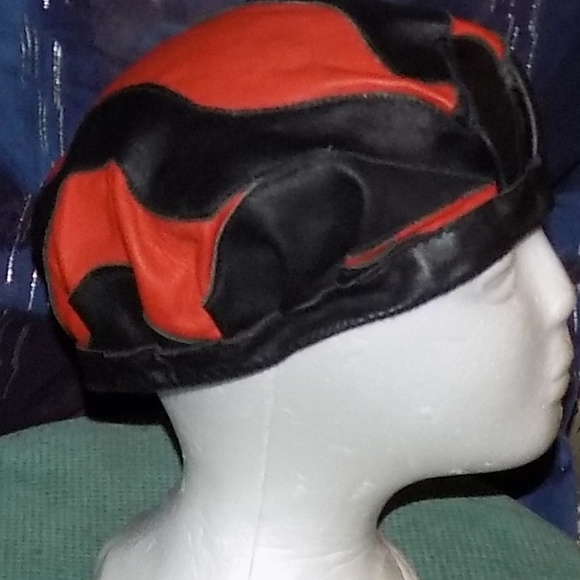 Leather-Hat in red and black main image 7