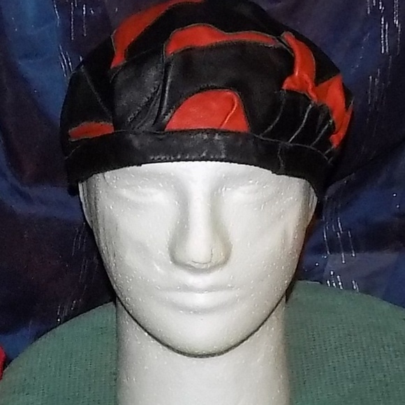Leather-Hat in red and black main image 6