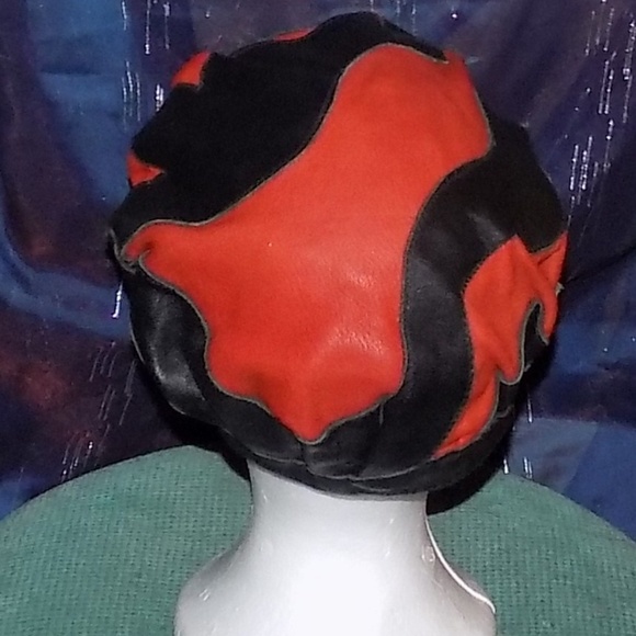 Leather-Hat in red and black main image 3