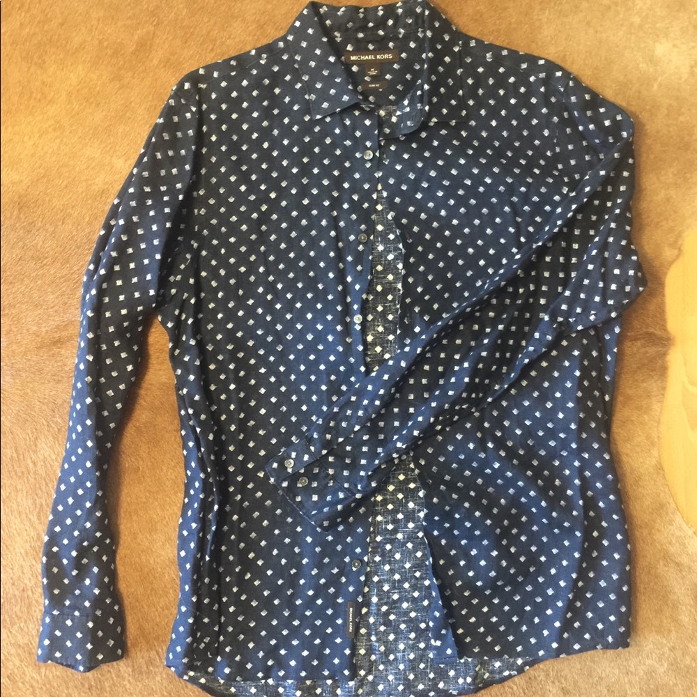 MICHAEL KORS Navy Slim Fit Dress Shirt