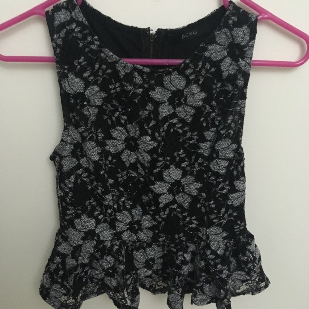 Floral lace peplum top