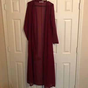 Kabayare Maxi Kimono Cardigan Abaya Maroon Modest