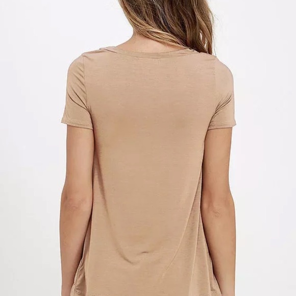 Soft stretchy lace up short sleeve v-neck - Picture 3 of 5