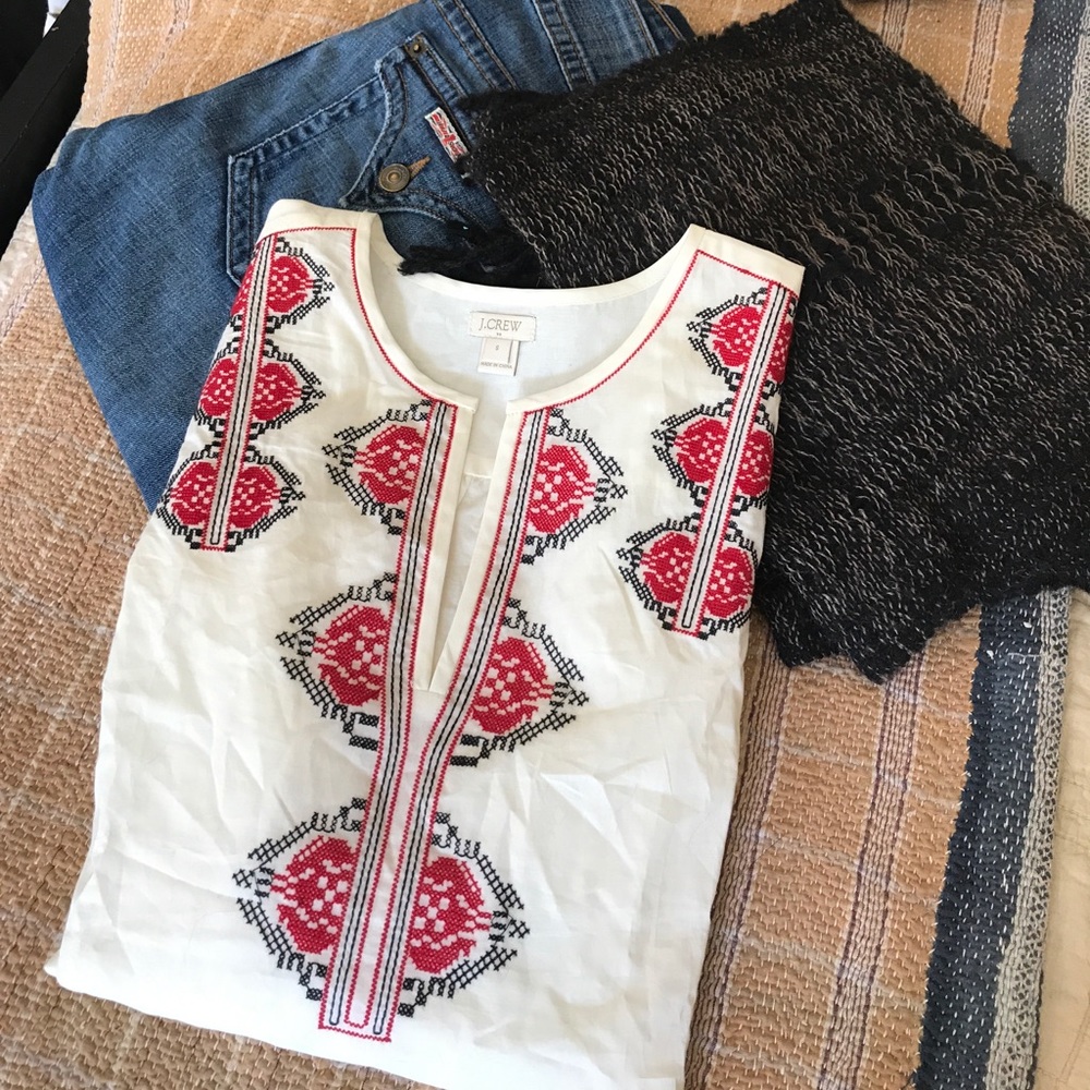 J Crew  Embroidered tunic